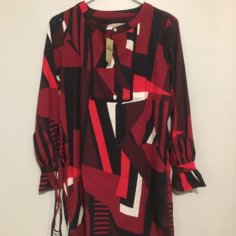 LOFT Patterned Long Sleeve Dress